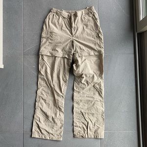 North Face Convertible Hiking Pants, khaki color, size medium